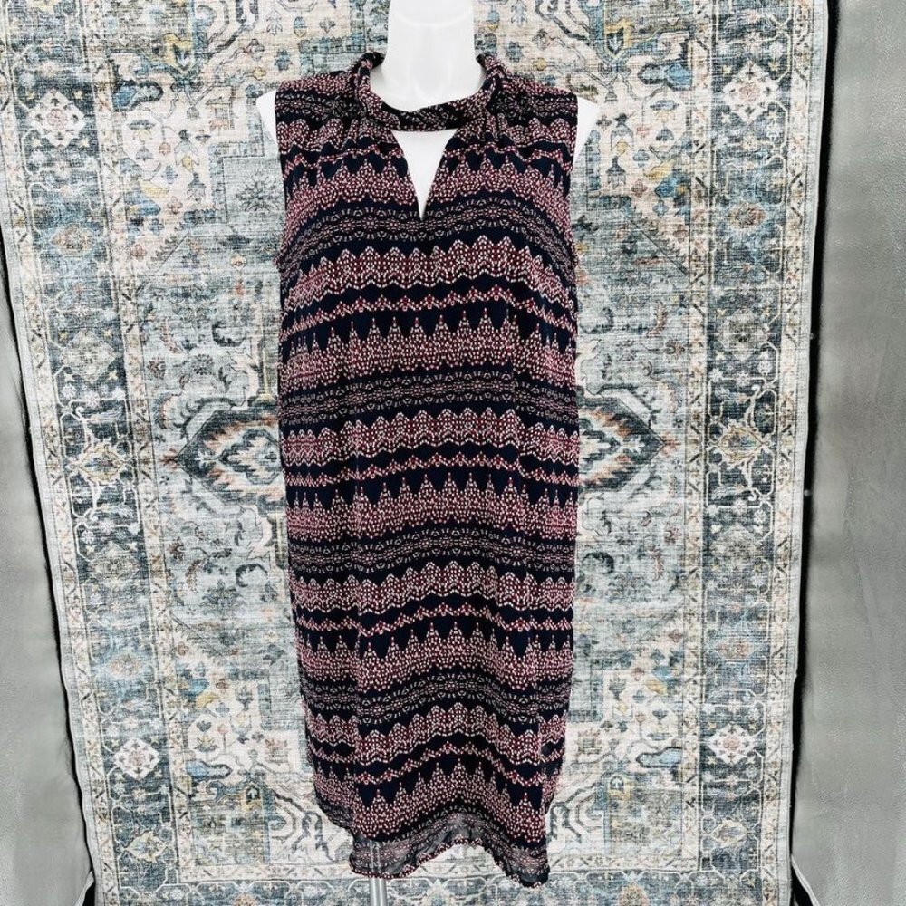 Glamour Casual Geometric Dress Size 18W Lined Blue, Red, Knee Length